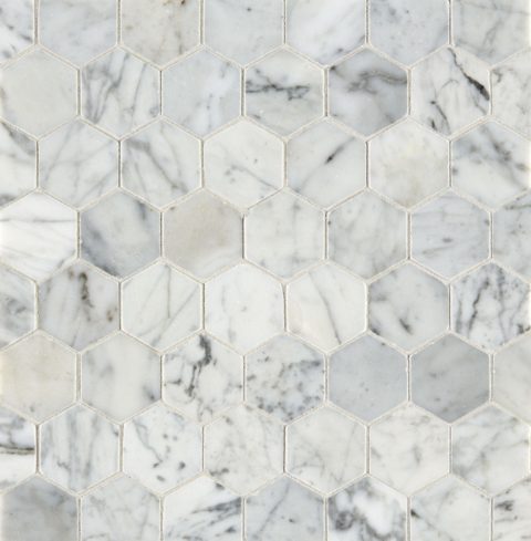 Carrara Honed Hexagon Marble Mosaic