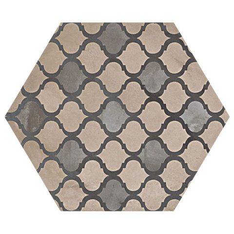 Casablanca Mono Decor 3/12 Hexagon Porcelain