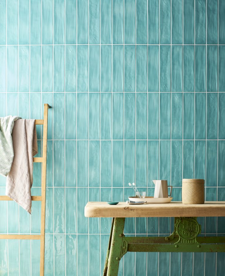 Paintbox Turquoise Gloss Ceramic Tiles, Turquoise Floor Tiles Bathroom