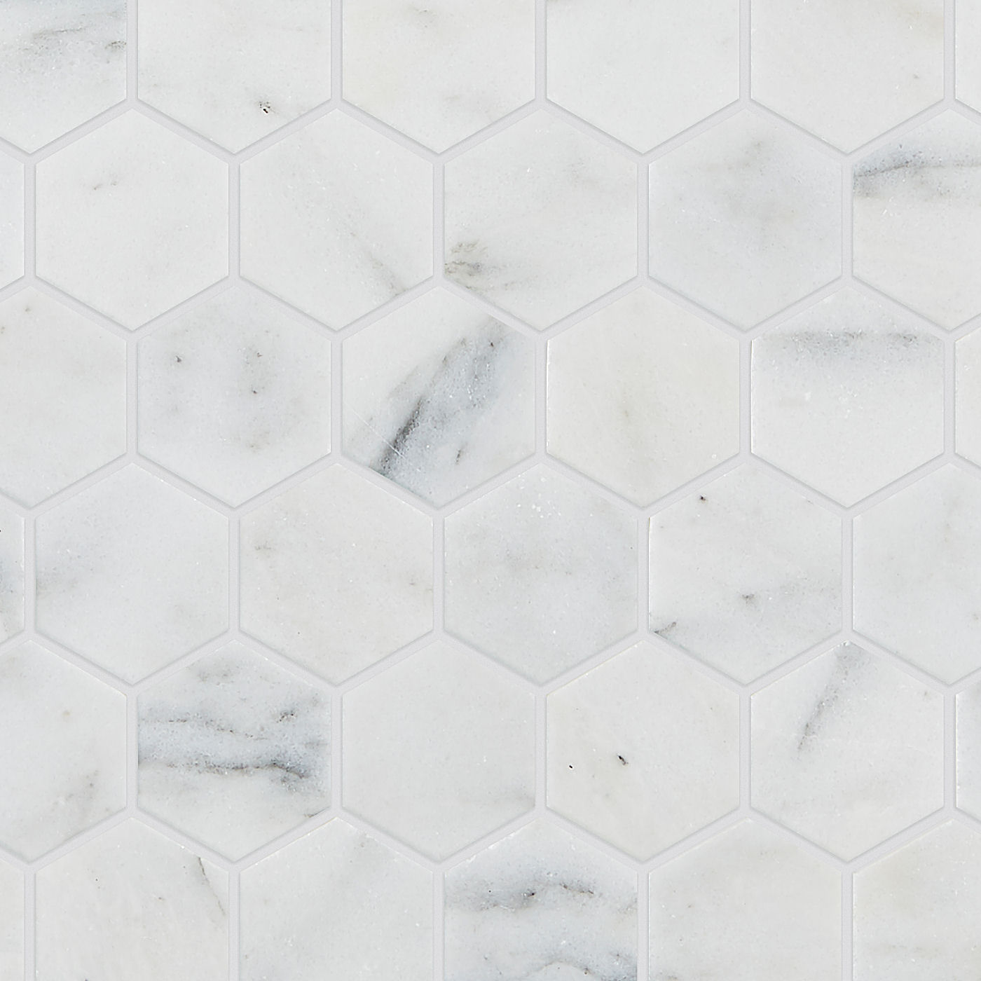 Calacatta Vein Honed Marble Hexagon, Carrara Hexagon Tile
