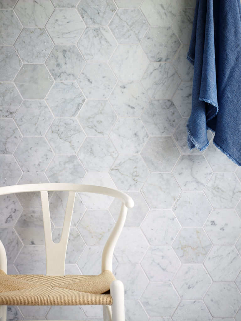 Carrara Tumbled Hexagon Marble Tile
