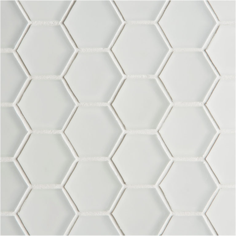Glacier White Glass Hexagon Mosaic Tile