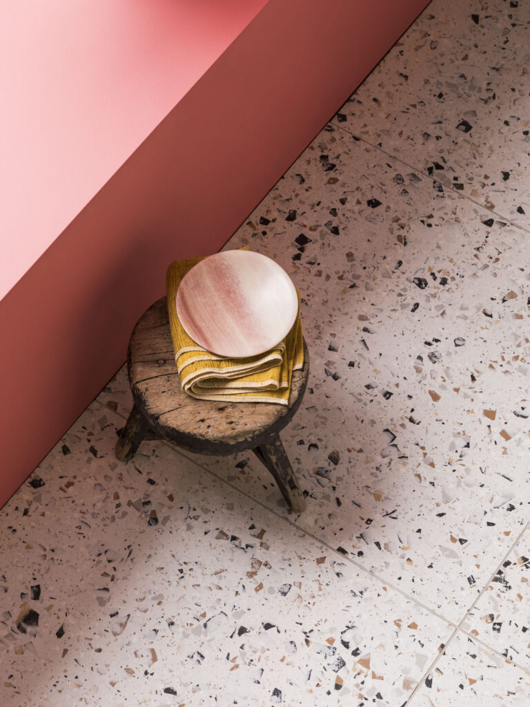 Terrazzo Nouveau Ivory Matt Porcelain. Terrazzo Effect porcelain wall & floor tiles. Bathroom tiles, Kitchen tiles.