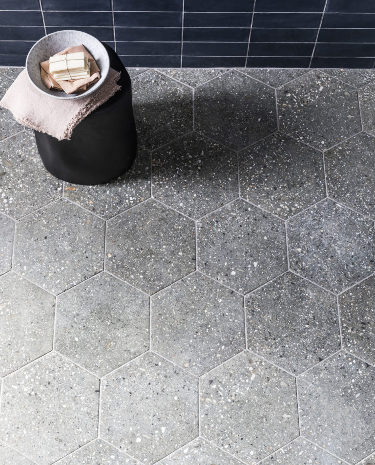 Hendrix Moss Hexagon Porcelain Tile, Concrete Hex Floor Tile