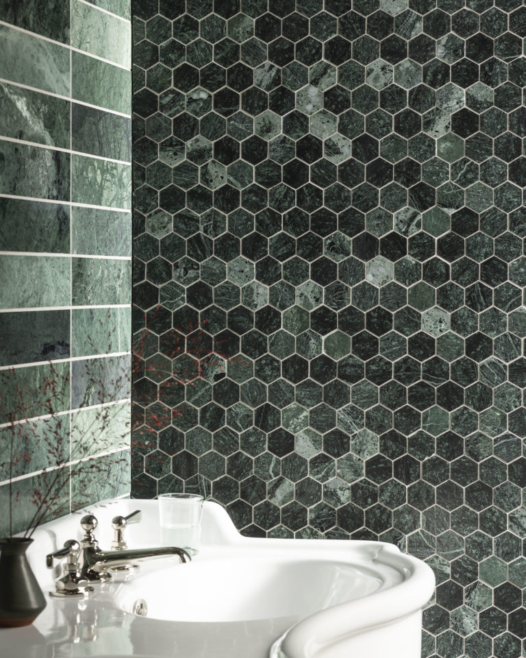 Verde Marl Honed Marble & Verde Marl Honed Marble Hexagon Mosaic 3