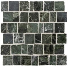 Fitz Green Honed Marble Rustic Cut Mosaic