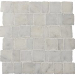 Fitz White Honed Marble Rustic Cut Mosaic