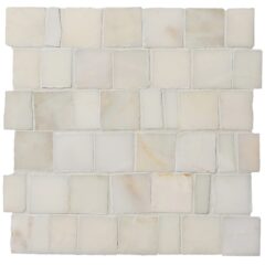 Calacatta Amber Honed Marble Rustic Cut Mosaic