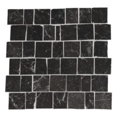 Fitz Black Honed Marble Rustic Cut Mosaic