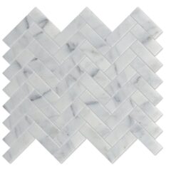 Calacatta Vein Honed Marble Herringbone Mosaic