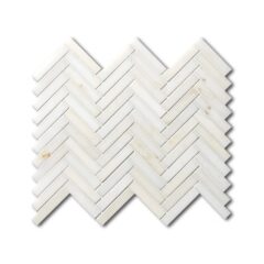 Calacatta Amber Honed Marble Herringbone Mosaic