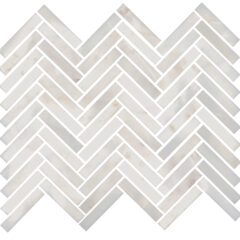 Calacatta Amber Honed Marble Herringbone Mosaic